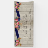 グレーバーンウッドネイビーブルーピンクローズ素朴ズ結婚 横断幕 (縦)