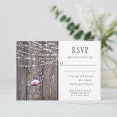 グレーバーンウッドバイオレットラベンダーフラワーズメイソンジャー 出欠カード (スタンド正面)