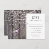 グレーバーンウッドバイオレットラベンダーフラワーズメイソンジャー 出欠カード (正面/裏面)