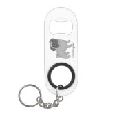 グレーパグ犬のデザインパーソナライズされた キーホルダー栓抜き (正面)