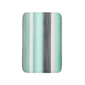 グレーパステルミントグリーンウォーター色のパタストライプーン バスマット (正面縦)