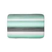 グレーパステルミントグリーンウォーター色のパタストライプーン バスマット (正面)