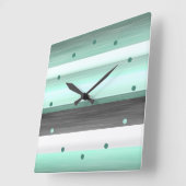 グレーパステルミントグリーンブラックウォーターストライプカラー スクエア壁時計 (傾斜)