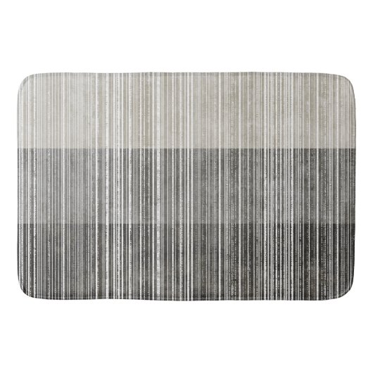 グレーパターストライプのン バスマット (正面)