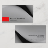 グレーパターンレッドストライプコンサルタント名刺 名刺 (正面/裏面)