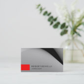 グレーパターンレッドストライプコンサルタント名刺 名刺 (スタンド正面)