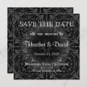 グレーパターン日付の保存結婚式招待状 セーブザデート (正面/裏面)