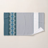 グレーパターン（の模様が）あるとブルーのアクセント付きストライプ バスタオルセット (ハンドタオル)