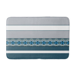 グレーパターン（の模様が）あるアクセント付き青 バスマット