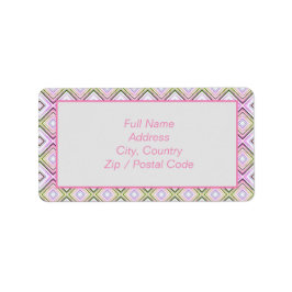 グレーパターン（の模様が）あるピンクとライム住所 シール