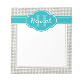 グレーパター千鳥格子のンティール(緑がかった色)モノグラム ノートパッド