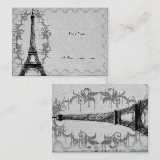 グレーパリグランジ披露宴シーティングカード プレイスカード (正面/裏面)