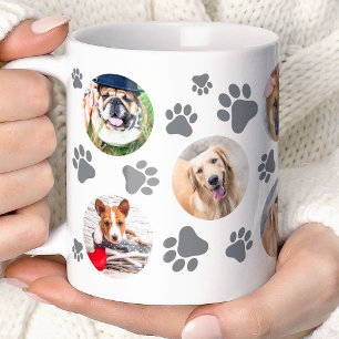 グレーパワプリント8ペット犬フォトコラージュ コーヒーマグカップ