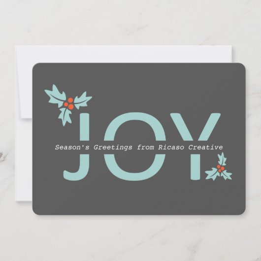 グレーパーソナライズされたとオレンジの喜びとホリー シーズンカード (正面)