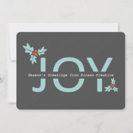 グレーパーソナライズされたとオレンジの喜びとホリー シーズンカード