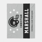 グレーパーソナライズされたとブラックサッカーの選手の名前 フリースブランケット (正面)