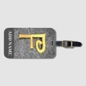 グレーパーソナライズされたと金ゴールドモノグラム文字F ラゲッジタグ (正面横)