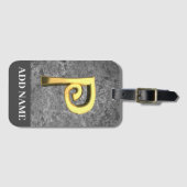 グレーパーソナライズされたと金ゴールドモノグラム文字P ラゲッジタグ (正面横)