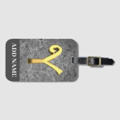 グレーパーソナライズされたと金ゴールドモノグラム文字Y ラゲッジタグ (正面横)