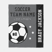 グレーパーソナライズされたと黒のサッカー選手の名前 フリースブランケット (正面)