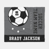 グレーパーソナライズされたと黒のサッカー選手の名前 フリースブランケット (正面(横))