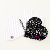 グレーパーソナライズされたと黒の花柄 ノートブック (内部)