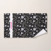 グレーパーソナライズされたと黒の花柄 ハンドタオル (ハンドタオル)