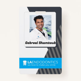 グレーパーソナライズされたのストライプの従業員写真ID バッジ