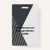 グレーパーソナライズされたのストライプの従業員写真ID バッジ (裏面)