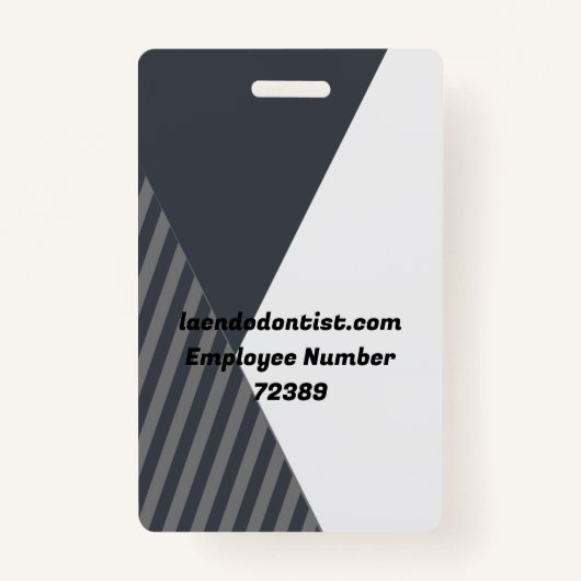 グレーパーソナライズされたのストライプの従業員写真ID バッジ (裏面)