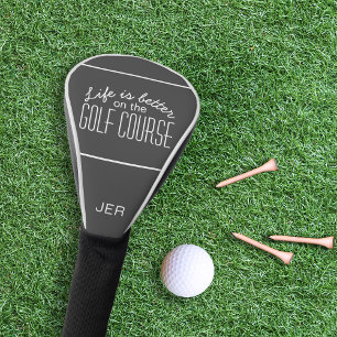 グレーパーソナライズされたイニシャルモノグラムのゴルフ引用文 ゴルフヘッドカバー