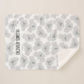 グレーパーソナライズされたコアラヘッドシームレスパターン シェルパブランケット (正面(横))