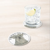 グレーパーソナライズされたシルバーシュナウツァードッグ結婚ズ ラウンドペーパーコースター (インサイチュ)