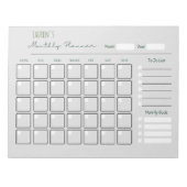 グレーパーソナライズされたシンプル月次プランナー ノートパッド (正面)