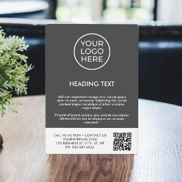 グレーパーソナライズされたビジネスロゴQRコード フォトプラーク