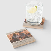 グレーパーソナライズされたフレームの文字付き写真 ストーンコースター (横)