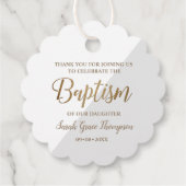 グレーパーソナライズされたベビーガールのバプテ感謝していィス フェイバータグ (裏面)