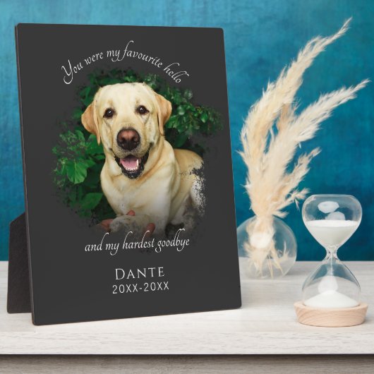 グレーパーソナライズされたペット記念撮影 フォトプラーク (側面)