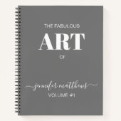 グレーパーソナライズされたホワイトスケッチブック ノートブック (正面)