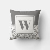 グレーパーソナライズされたホワイトパタモノグラムのーン クッション (裏面)