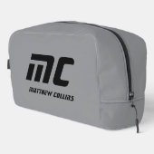 グレーパーソナライズされたミニマル主義モノグラム名男子 ドップキット (右コーナー)