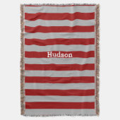 グレーパーソナライズされたモダンと任意の色ストライプの スローブランケット (正面縦)