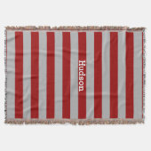 グレーパーソナライズされたモダンと任意の色ストライプの スローブランケット (正面)
