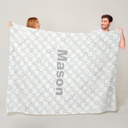 グレーパーソナライズされたモダンテペのパターン フリースブランケット (インサイチュ)