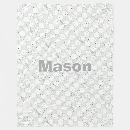 グレーパーソナライズされたモダンテペのパターン フリースブランケット (正面)