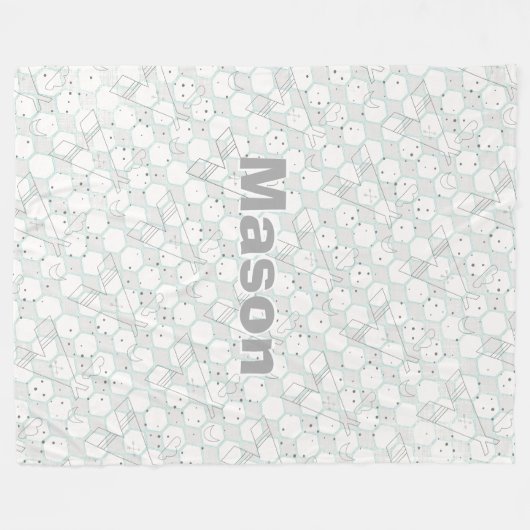 グレーパーソナライズされたモダンテペのパターン フリースブランケット (正面(横))