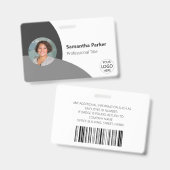 グレーパーソナライズされた写真、ロゴ、バーコード従業員 バッジ (正面＆裏面)