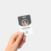 グレーパーソナライズされた写真、ロゴ、バーコード従業員 バッジ (手持ち)