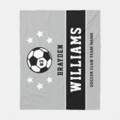 グレーパーソナライズされた白黒サッカー選手の名前 フリースブランケット (正面)