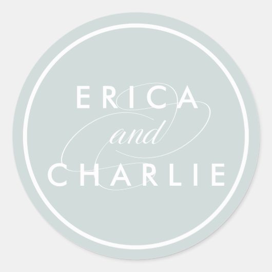 グレーパーソナライズされた結婚の ラウンドシール (正面)